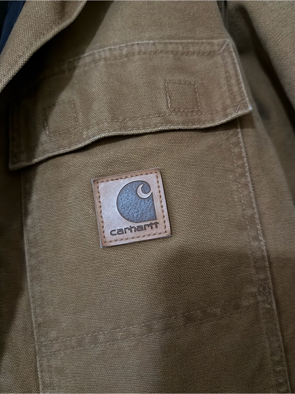 Men’s Carhartt Brown Duck Jacket with Black Corduroy Collar - Picture 3 of 4